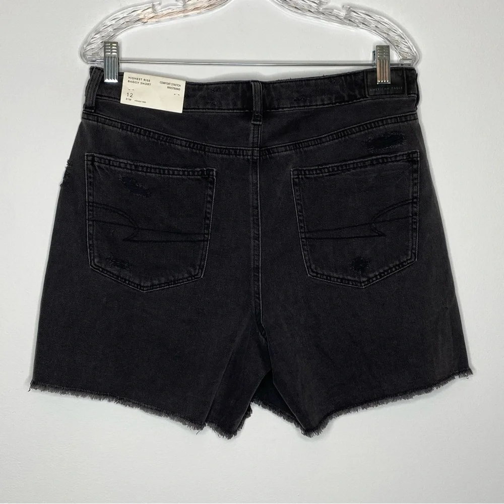 American Eagle Outfitter Grey Distressed Highest Rise Baggy Short